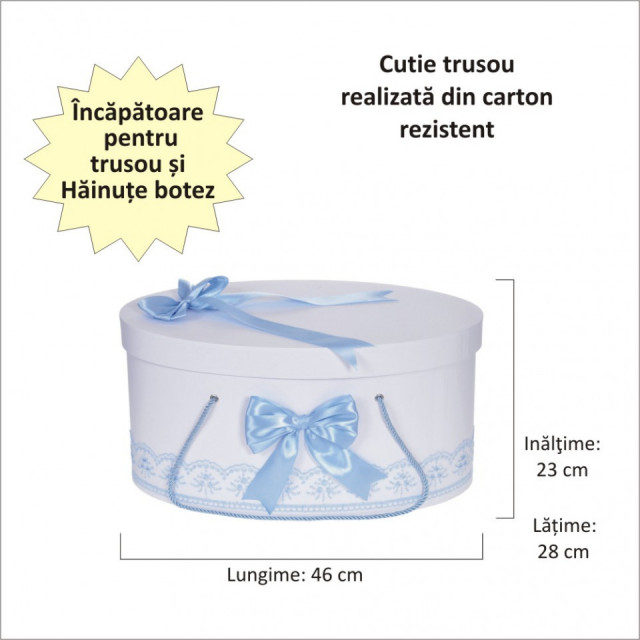 Cutie trusou botez dantela bleu si fundite asortate, Denikos® 815 - 1 | YEO