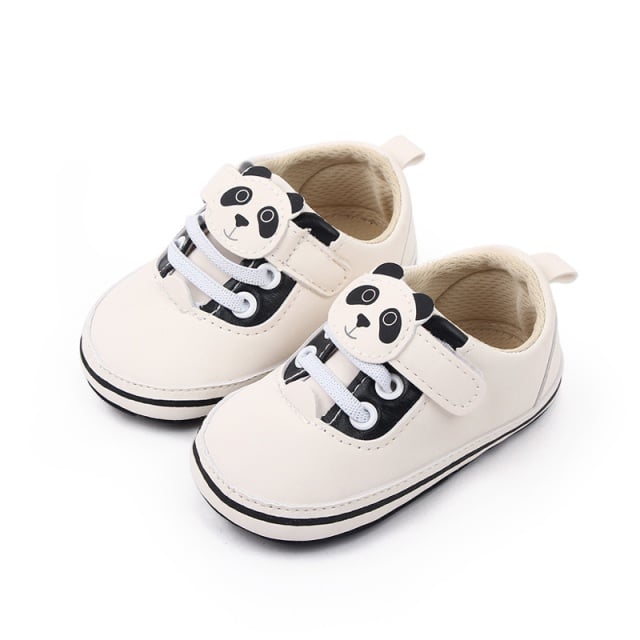 Pantofiori bebelusi, albi cu negru - Panda - 2 | YEO