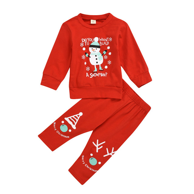 Pijama rosie pentru copii - Snowman - 2 | YEO