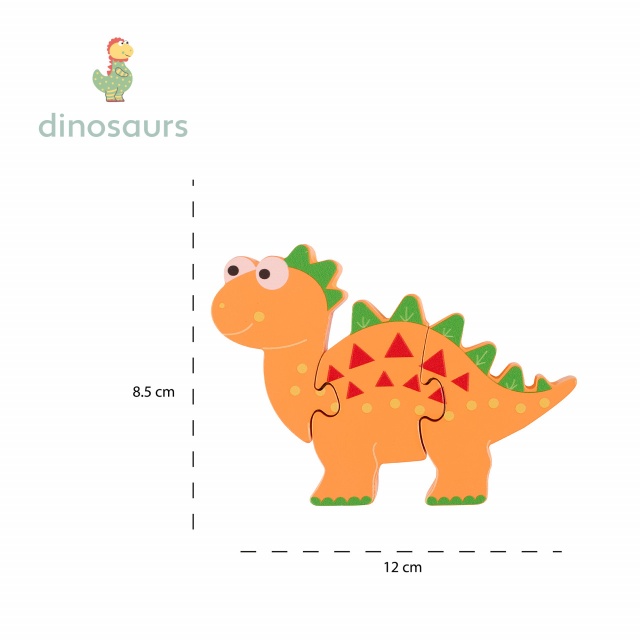 Puzzle dinozaur din lemn - Stegosaurus, Orange Tree Toys - 1 | YEO