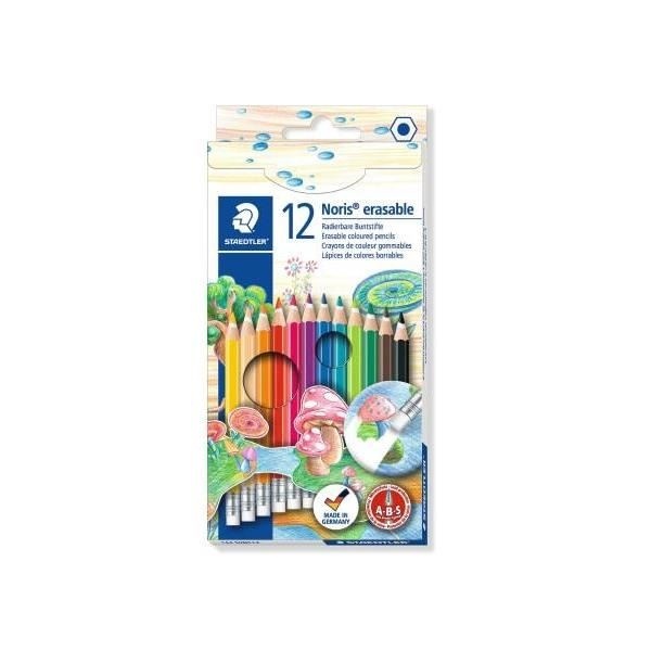 Set 12 creioane colorate cu radiera, Staedtler