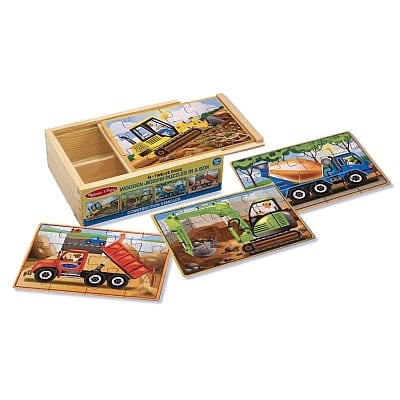 Set 4 puzzle lemn in cutie Vehicule pentru constructii Melissa and Doug - 1 | YEO