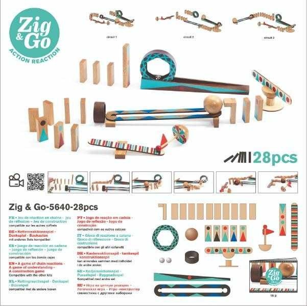 Set de constructie trasee Zig & Go Roll 28 piese, Djeco - 3 | YEO