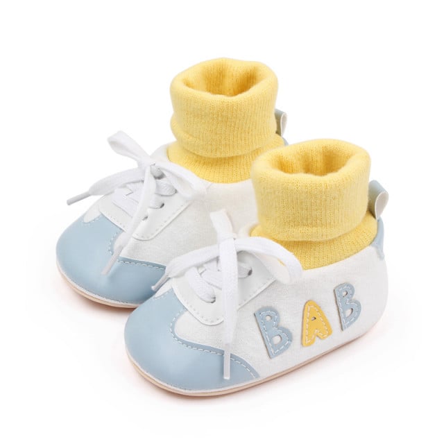 Tenisi cu ciorapel galben si insertii bleu - Baby - 3 | YEO