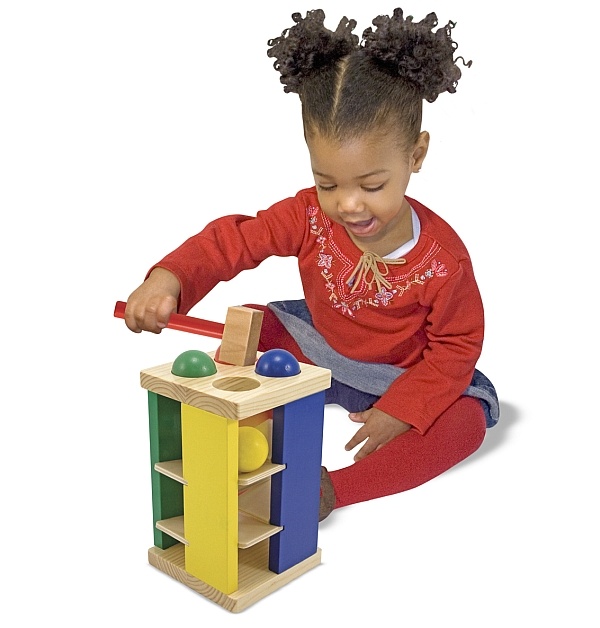 Turnul din lemn cu ciocan si bile Melissa and Doug - 1 | YEO