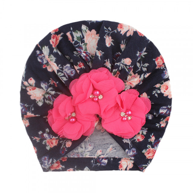 Caciulita tip turban cu floricele aplicate - 2 | YEO