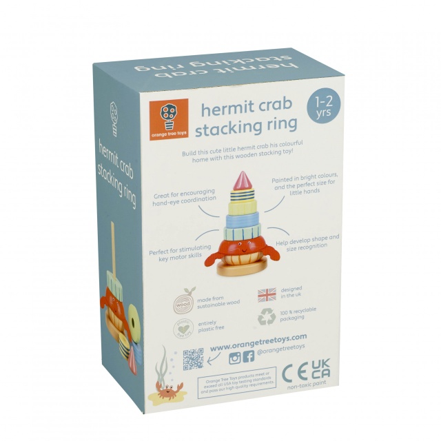 Jucarie din lemn de stivuit cu crab, Orange Tree Toys - 1 | YEO