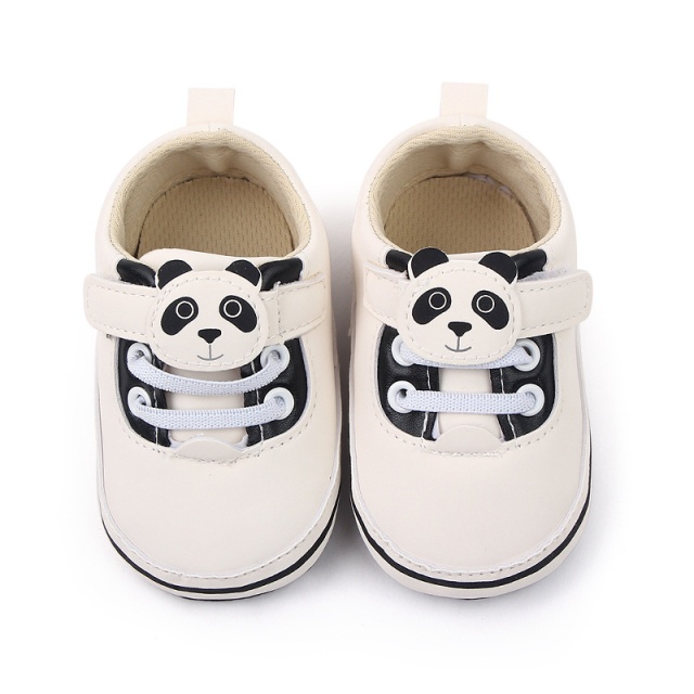 Pantofiori bebelusi, albi cu negru - Panda - 3 | YEO