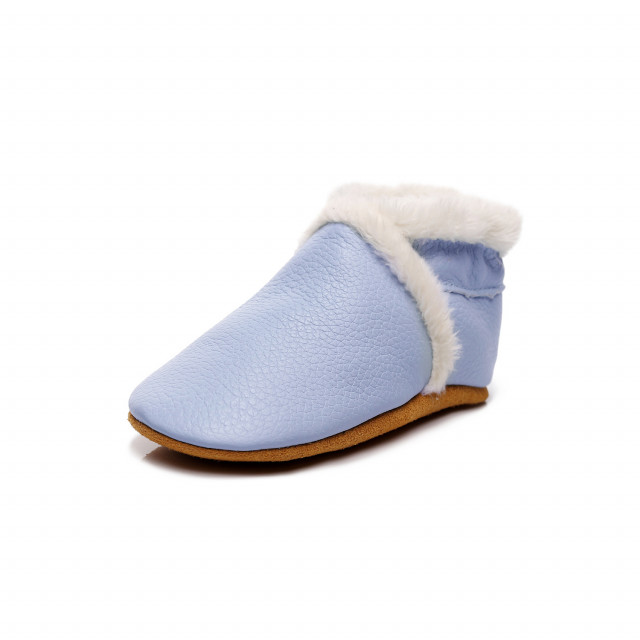 Pantofiori bleu imblaniti din piele naturala pentru fetite - Lulu - 2 | YEO