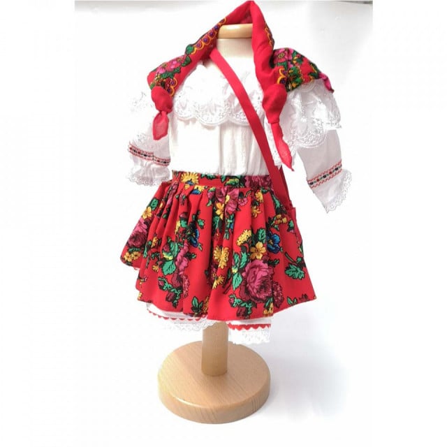 Set botez traditional fetita, trusou botez landou, lumanare si costum national fata, Denikos® 971 - 2 | YEO