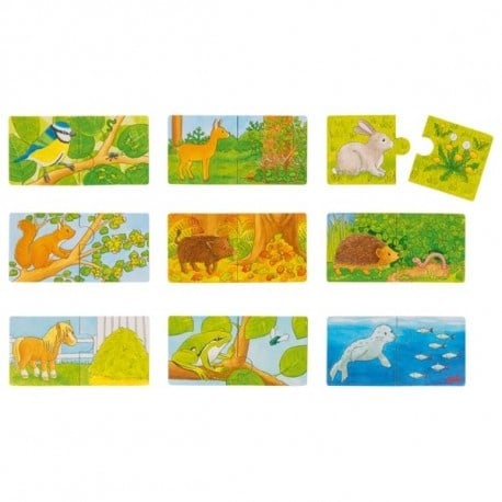 Set de 9 puzzleuri Cu ce se hranesc animalele?