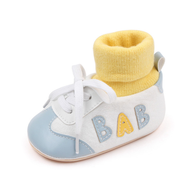 Tenisi cu ciorapel galben si insertii bleu - Baby - 4 | YEO