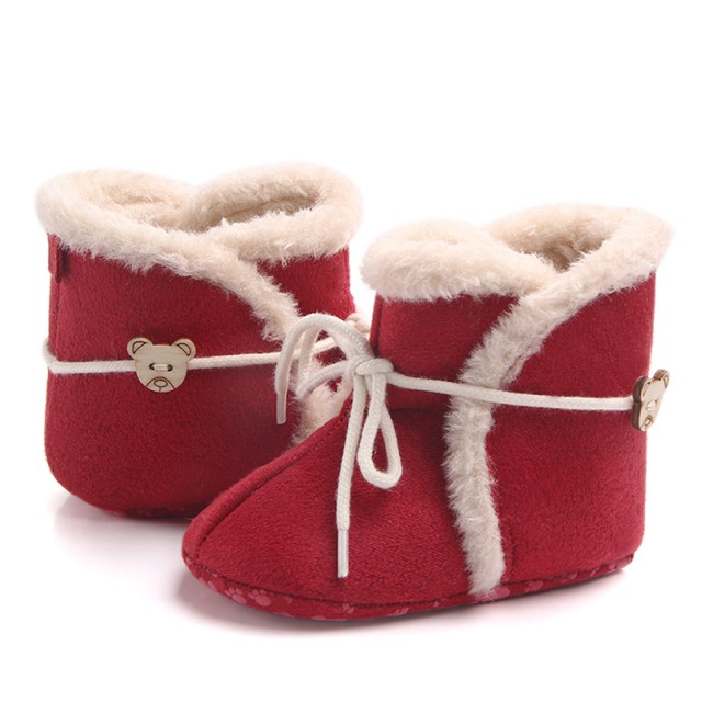 Cizmulite imblanite rosii - Warm baby boots - 2 | YEO