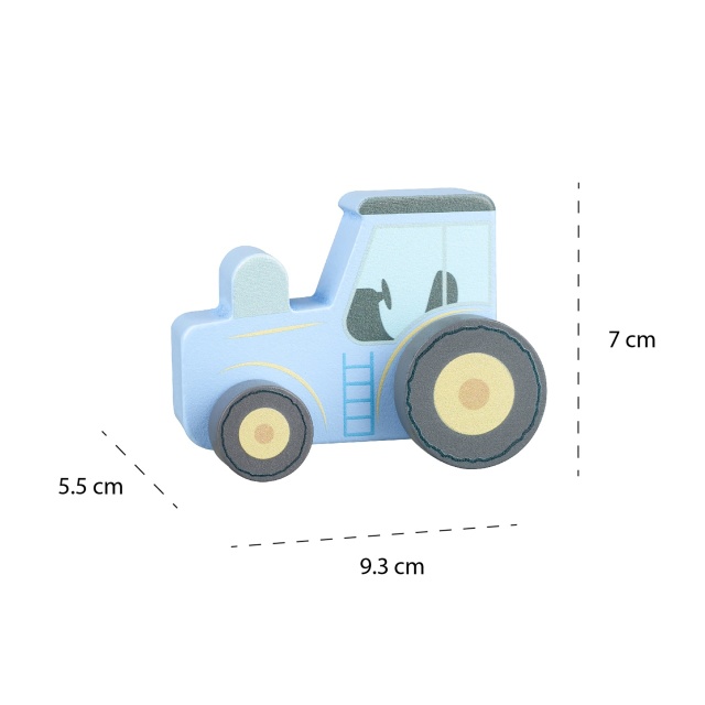 Jucarie de impins Tractor albastru din lemn, Orange Tree Toys - 3 | YEO