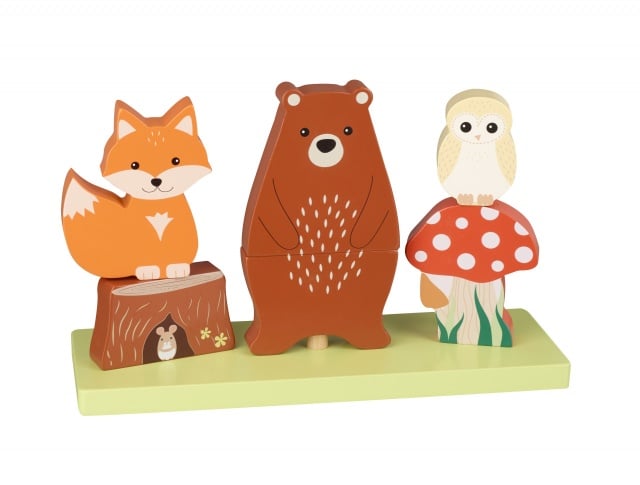 Jucarie din lemn de stivuit cu animalele padurii, Orange Tree Toys - 1 | YEO