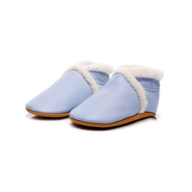 Pantofiori bleu imblaniti din piele naturala pentru fetite - Lulu - 3 | YEO