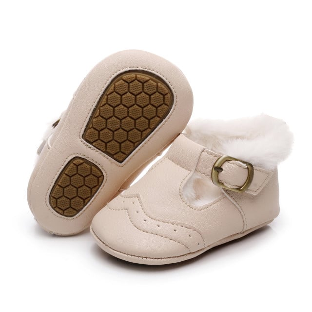 Pantofiori crem imblaniti pentru fetite - Lilly - 2 | YEO