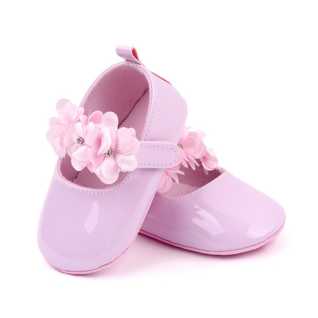 Pantofiori roz lacuiti cu floricele din satin - 2 | YEO