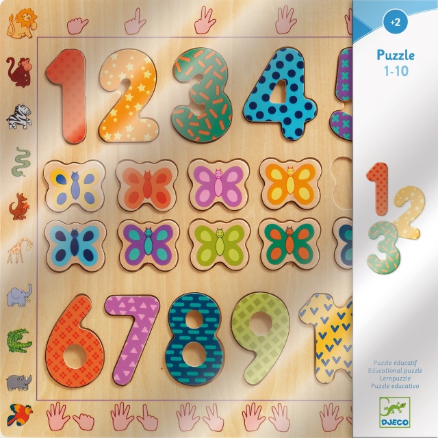 Puzzle din lemn Cifre, Djeco - 1 | YEO