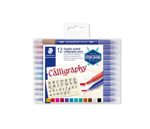 Set 12 carioci caligrafice cu 2 capete, Staedtler