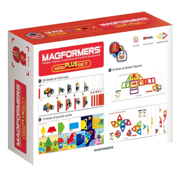 Set magnetic de construit- Magformers Wow Plus, 18 piese - 1 | YEO