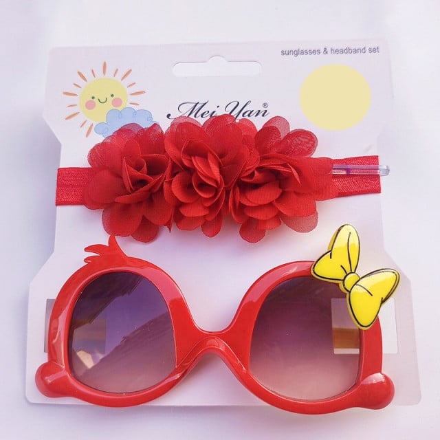 Set rosu bentita si ochelari de soare - Little daisy