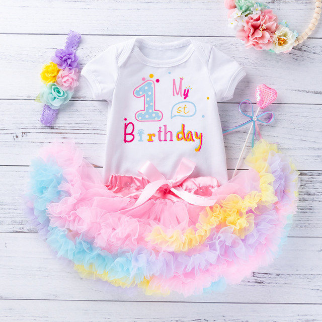 Body cu fustita multicolora - My first birthday - 2 | YEO