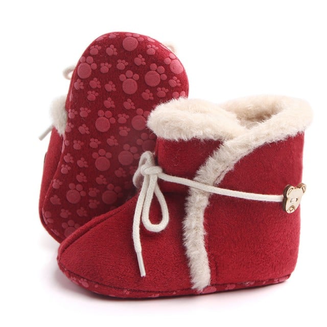 Cizmulite imblanite rosii - Warm baby boots - 3 | YEO