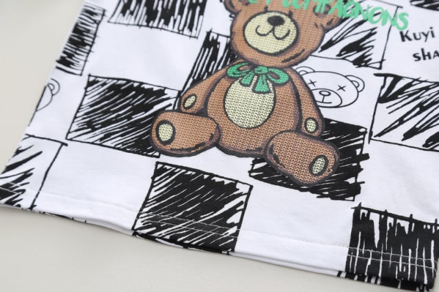 Costumas cu tricou alb si blugi pentru baietei - Bear - 2 | YEO