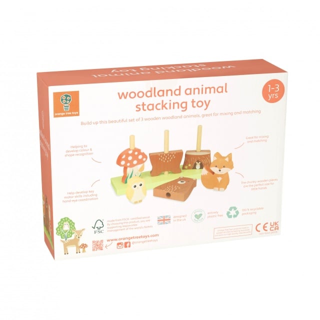 Jucarie din lemn de stivuit cu animalele padurii, Orange Tree Toys - 2 | YEO