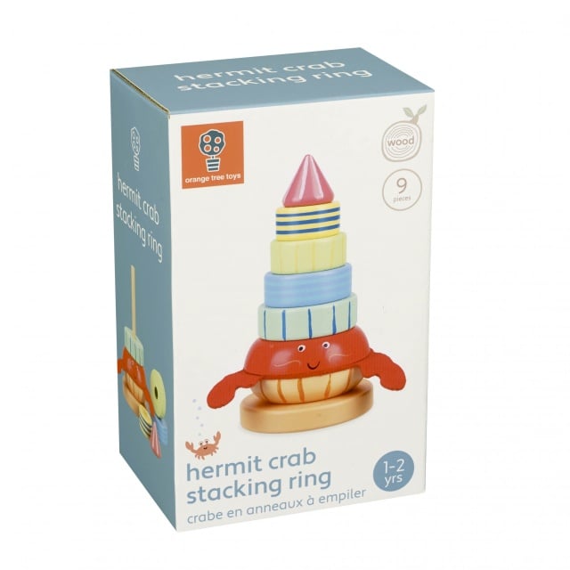 Jucarie din lemn de stivuit cu crab, Orange Tree Toys