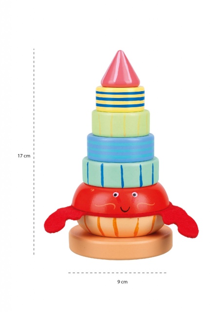 Jucarie din lemn de stivuit cu crab, Orange Tree Toys - 3 | YEO