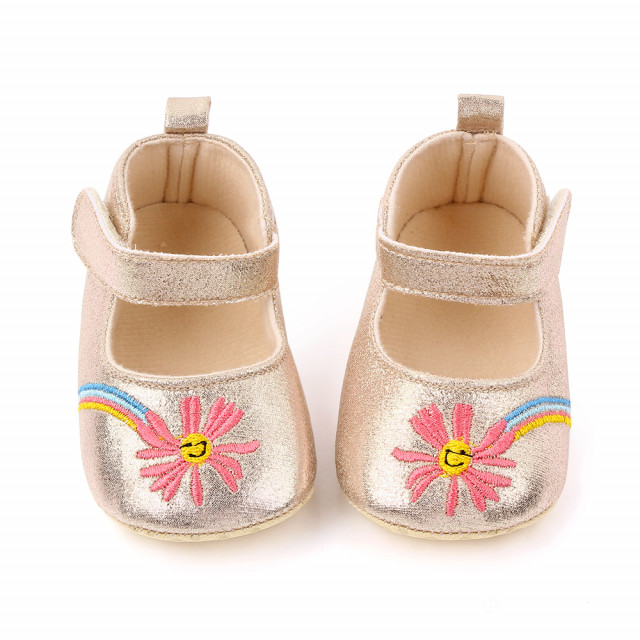 Pantofiori aurii cu floricica brodata - 4 | YEO