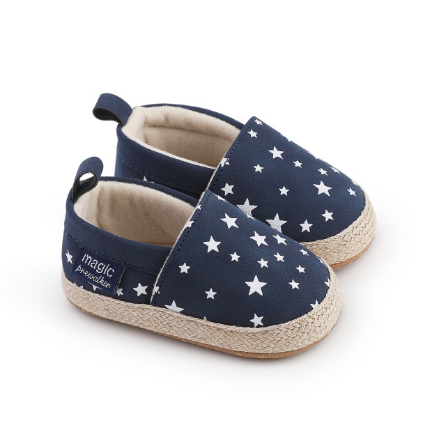 Pantofiori bleumarin tip mocasini cu stelute - 2 | YEO