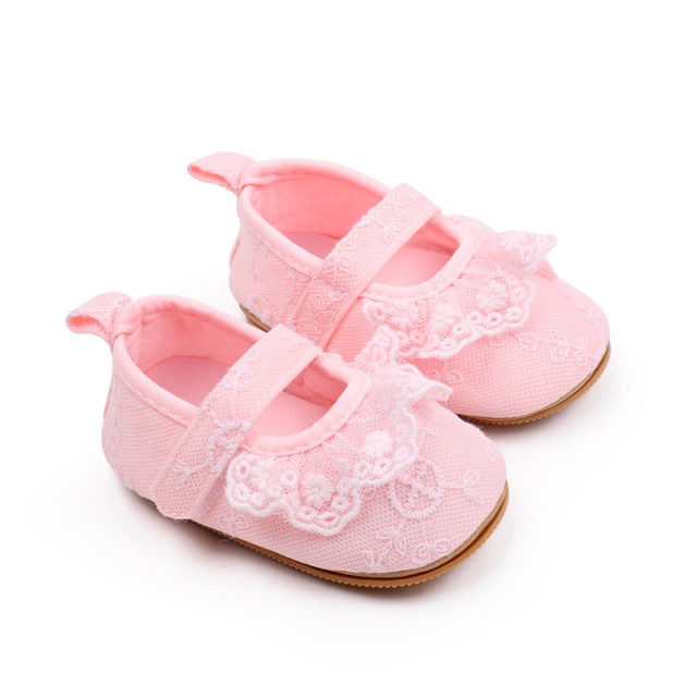 Pantofiori roz cu danteluta - Bella - 3 | YEO