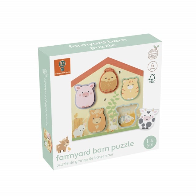 Puzzle lemn animale de ferma, Orange Tree Toys