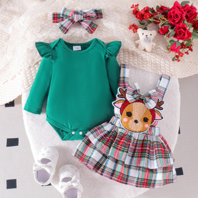 Sarafan cu body verde cu maneca lunga - Baby Reindeer - 2 | YEO