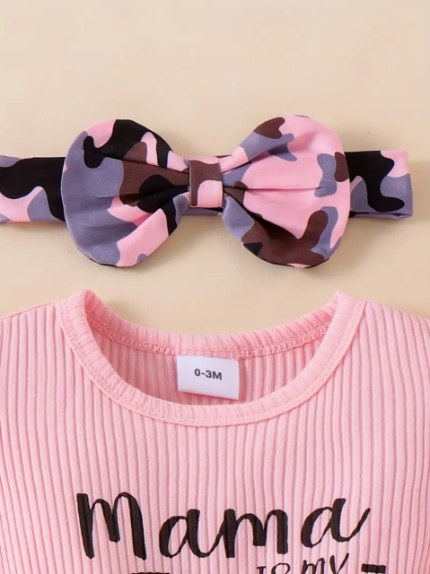 Set body roz cu inscriptie si fustita denim pentru fetite - 3 | YEO