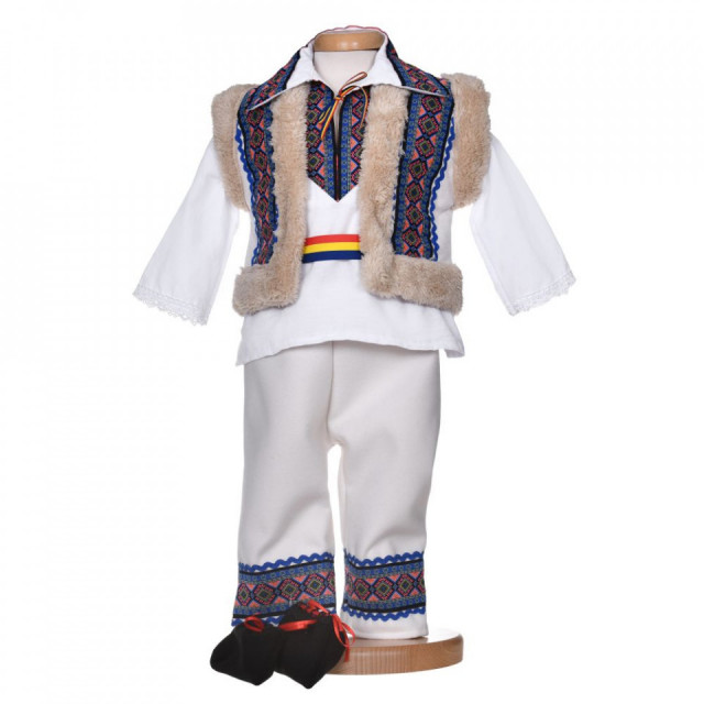 Set botez popular baiat, trusou botez landou, lumanare si costum national, Denikos® 1046 - 3 | YEO