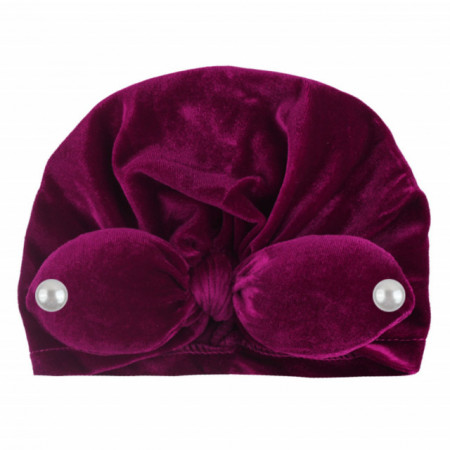 Caciulita tip turban din catifea cu perlute - Img 2
