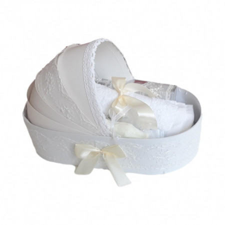 Lumanare botez personalizata si trusou botez in landou, decor Ivoire, Denikos® 779 - Img 2