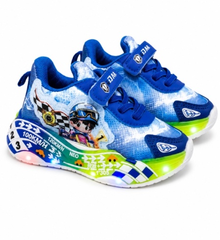 Pantofi sport cu lumini LED, Masinuta de curse, Superbaby, Albastru - Img 5