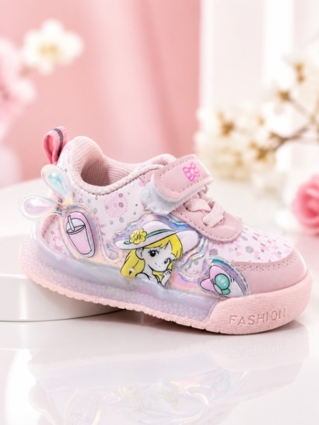 Pantofi sport cu luminite, Model Cocktail, Piele ecologica, Fete, Roz - Img 4