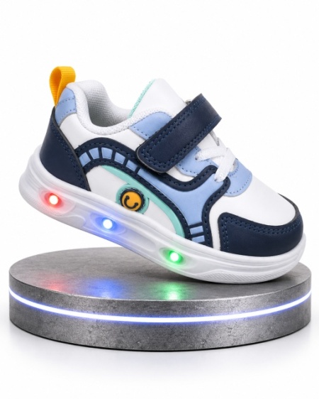 Pantofi sport cu luminite, Model Sporty Style, Piele ecologica, Baieti, Multicolor - Img 3