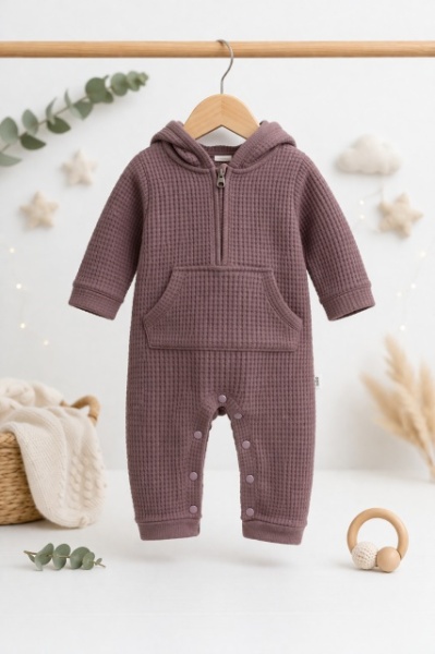 Salopeta pentru bebe din bumbac cu fermoar - ByMurat - Img 2