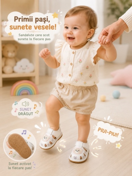 Sandalute cu piuitoare - Ursulet Simpatic - Img 3