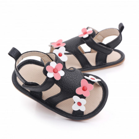 Sandalute negre cu floricele - Img 6