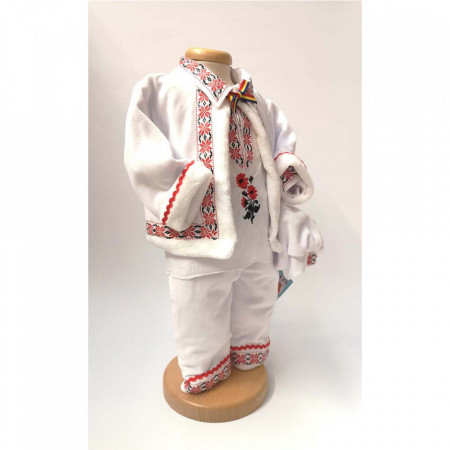 Set botez traditional baietel, trusou botez landou, lumanare si costum popular baiat, Denikos® 968 - Img 7