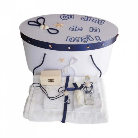 Set cutie trusou personalizata si trusou botez, decor marin, Denikos® 225