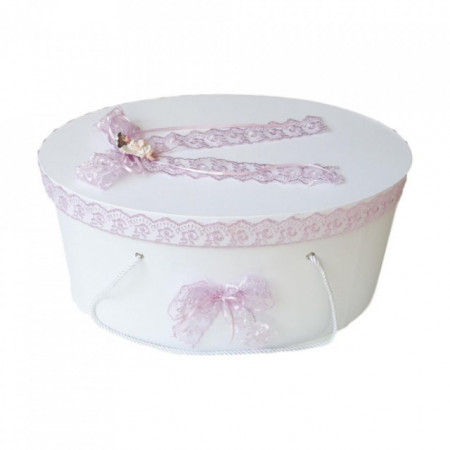Set trusou botez, cutie trusou si lumanare, dantela si Ingeras, decor Lila, Denikos® 565 - Img 2